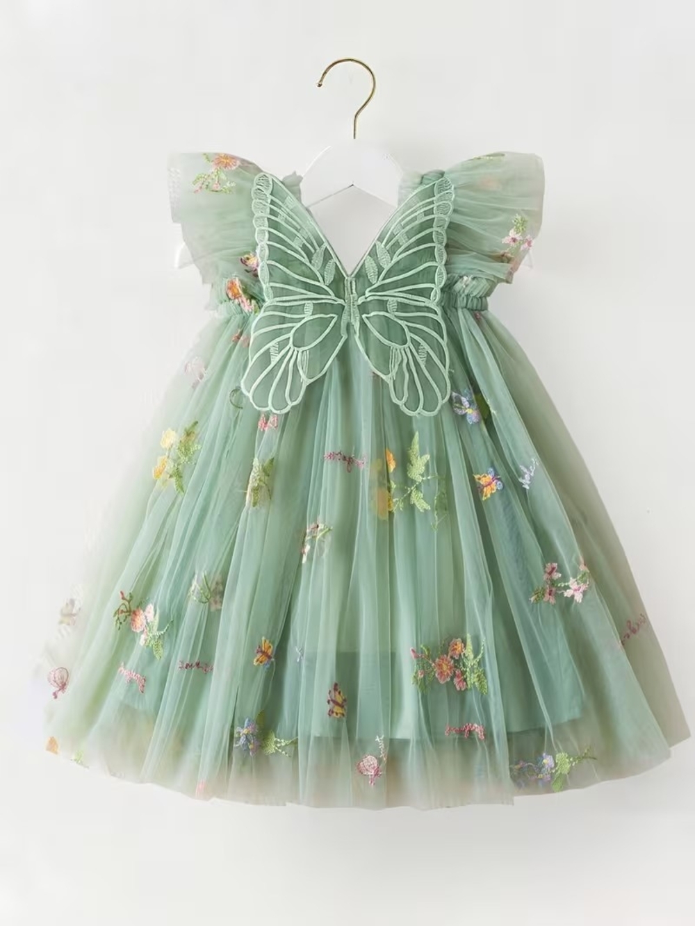 Green Butterfly Tulle Fairy Dress for Kids